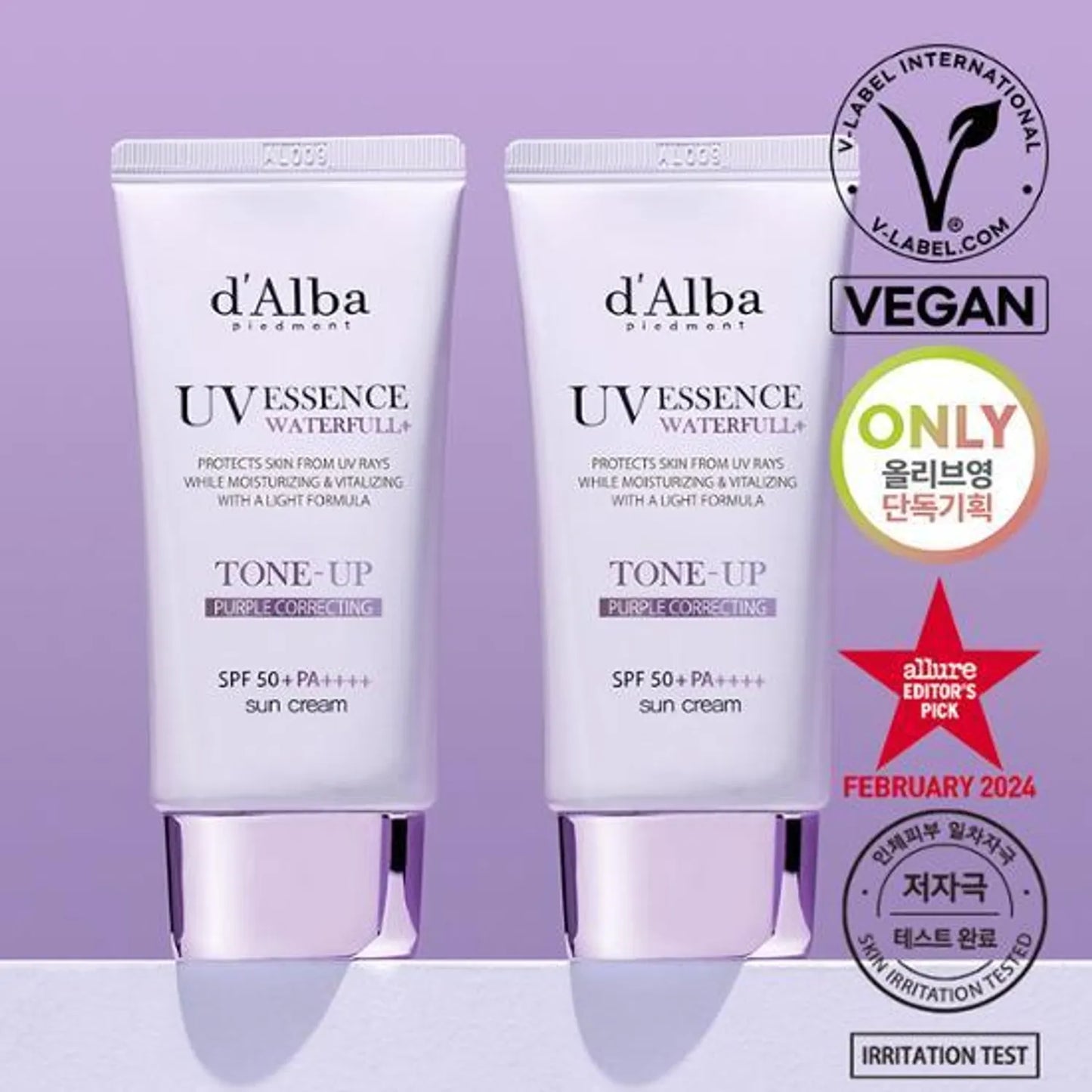 d’Alba -  Purple Tone‑Up Sunscreen Duo Set (50ml+50ml) premium began