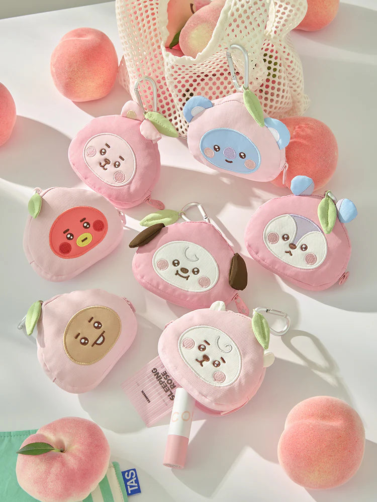 BTS - (PREORDER) BT21 PEACH HOLIC FACE POUCH KEYRING